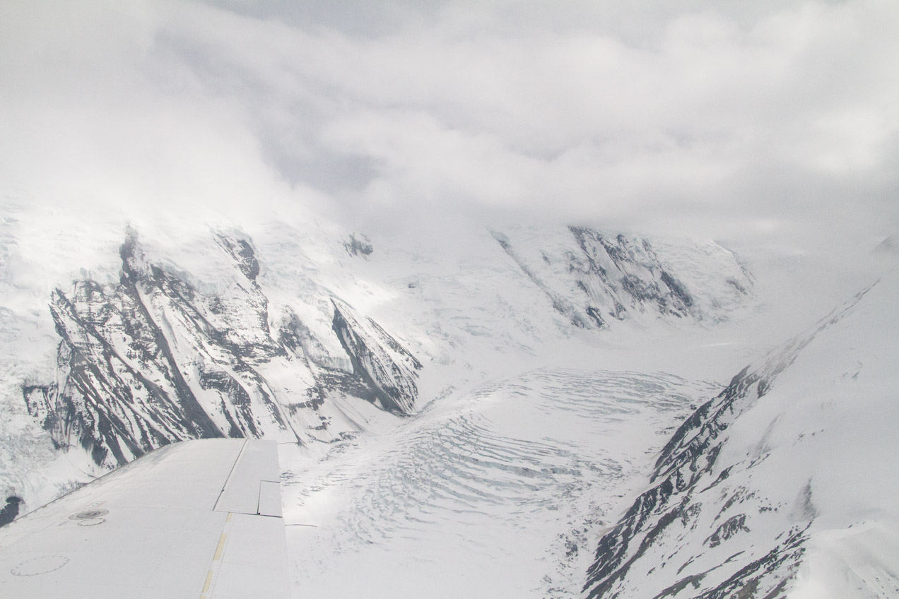 Flying over a glacier