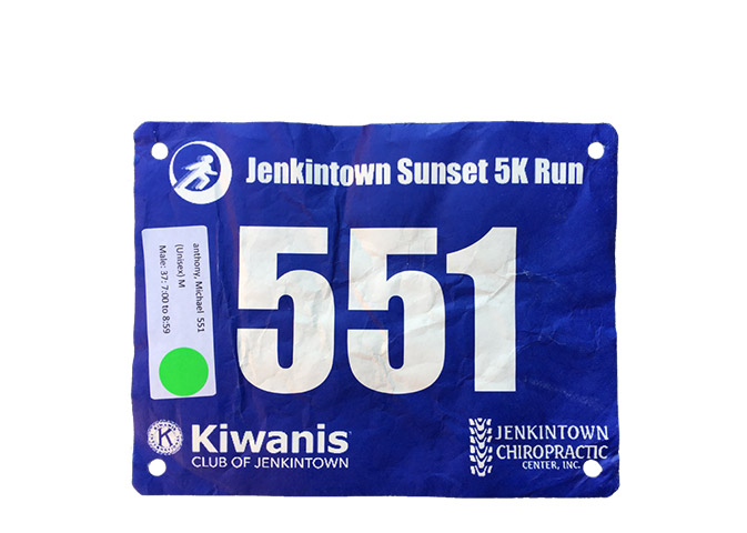 Jenkintown Sunset 5k bib