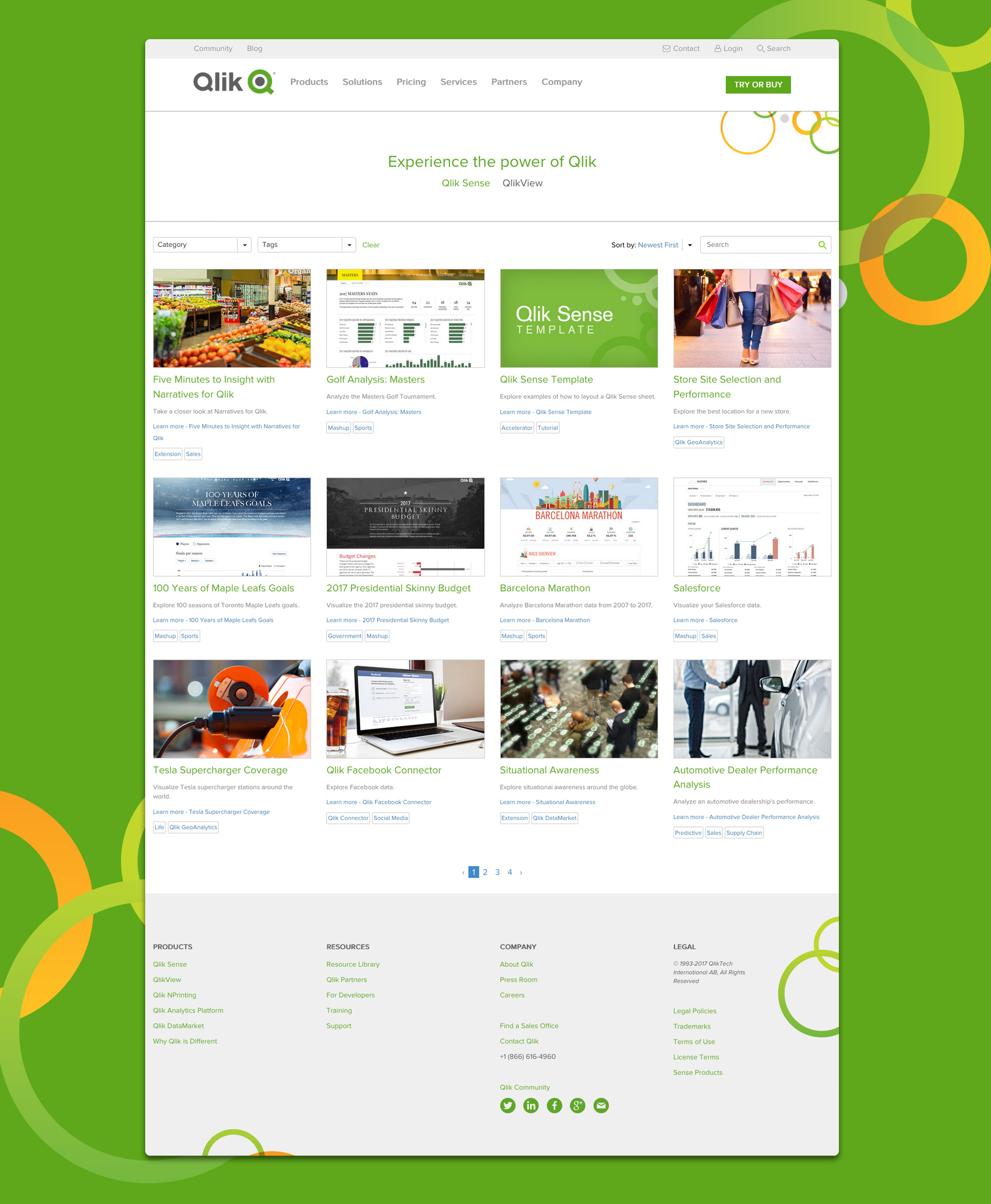Qlik Demo Site gallery page