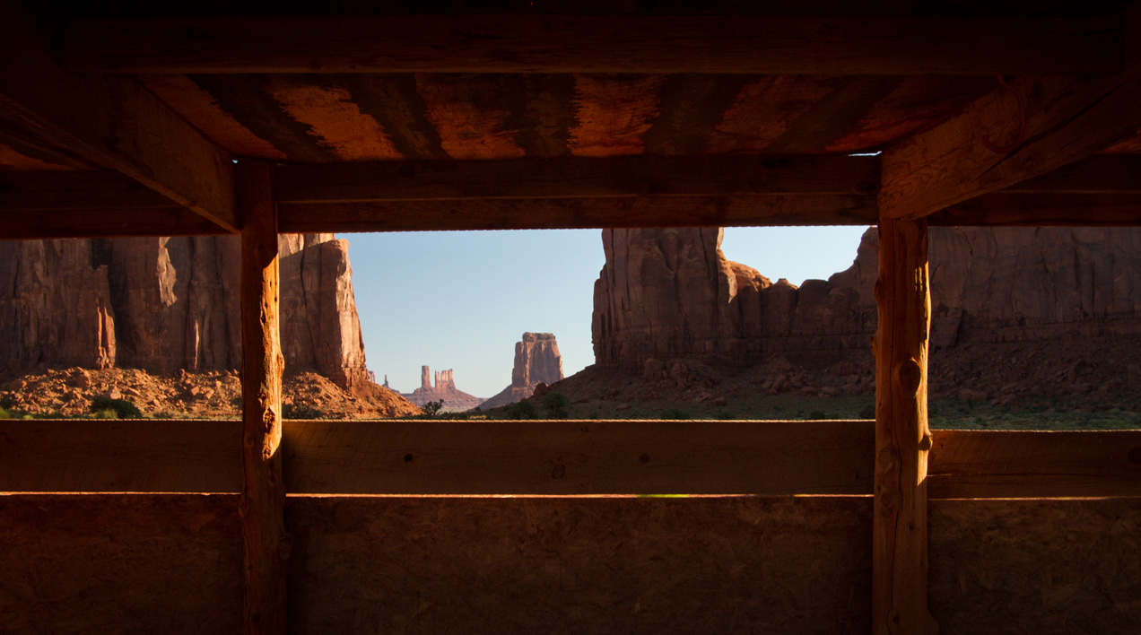 Monument Valley through a window frame