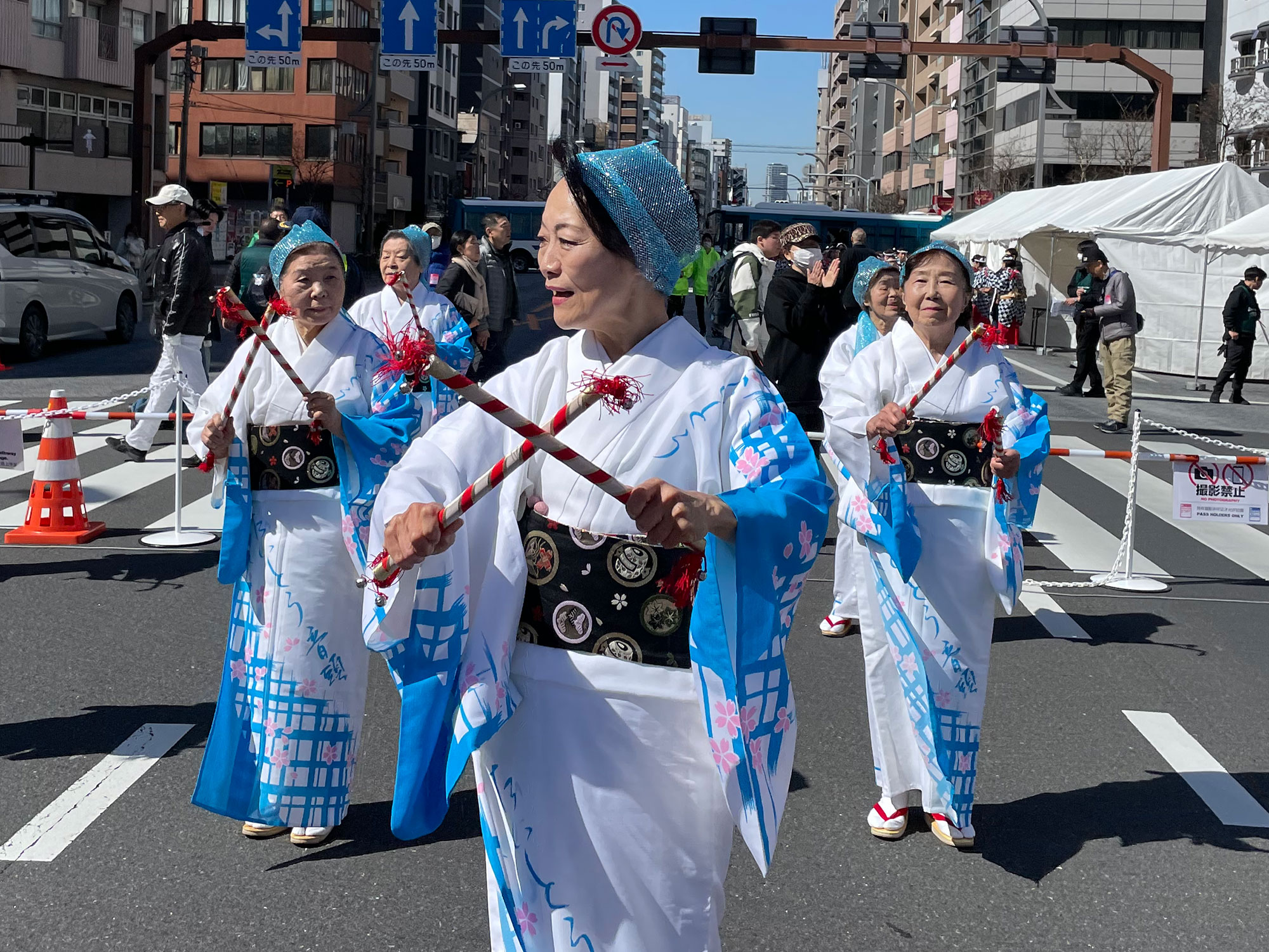 Traditional performance during the marathon
