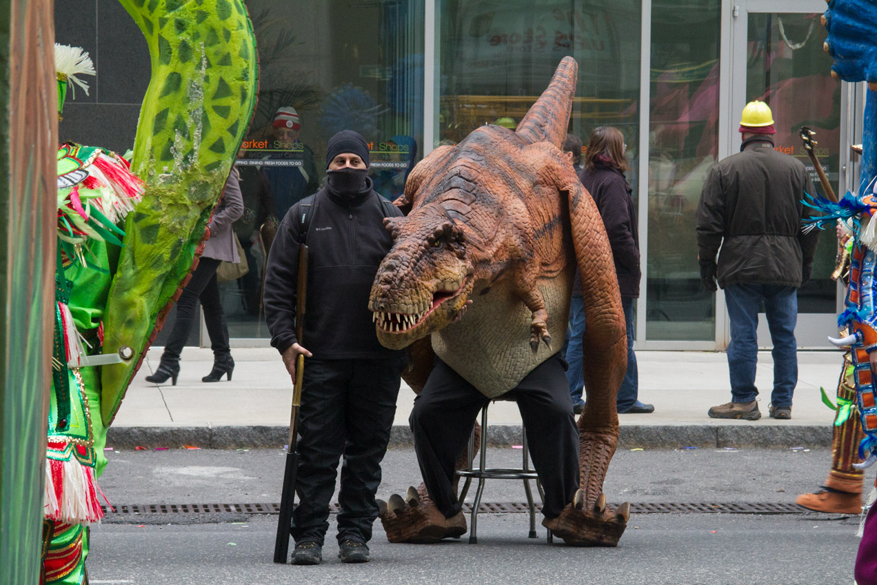 Dino mummer and its handler